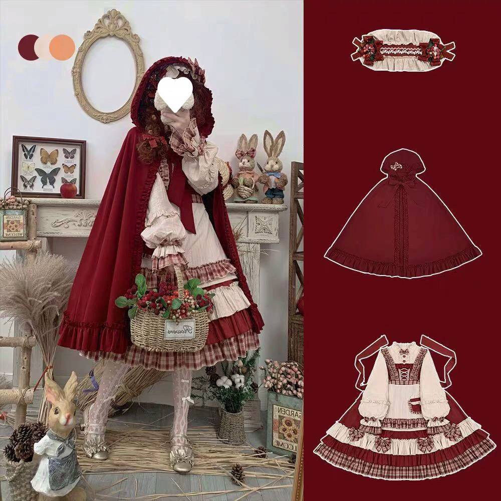 Красный шапочка, зимнее пальто-тренч, плюс-сайз, Lolita OP, стиль Лолита