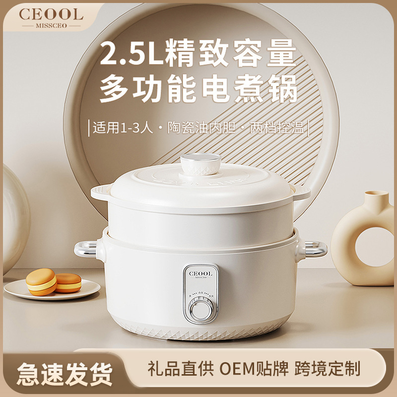 Cetool社長さん2.5L電気煮鍋多機能一体型鍋寮1-2人の電気鍋ミニ電熱鍋|undefined