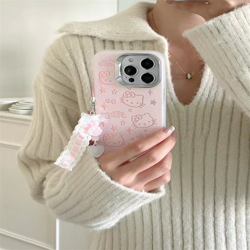 Fundación de dibujos animados Hollow KT para iPhone13 chica 15PROMAX teléfono caso 12 Apple 14PM nuevo