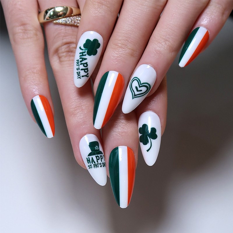 Wear Nail Patches St. Patrick's Day Manicure Clover Heart Cartoon Hat Nail Patches Wholesale Nail