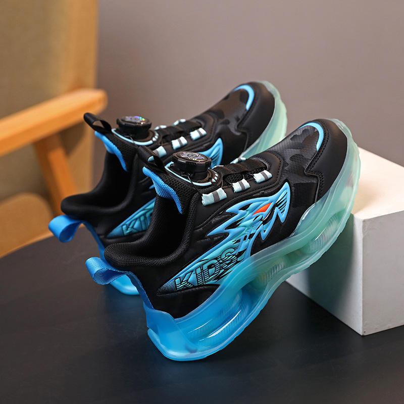 Balabala Kidsren's Shoes Boys' Running Shoes New Autumn and Winter Basketball Shoes Leather Surface Medium and Large Kidsren's Light Ant Steps