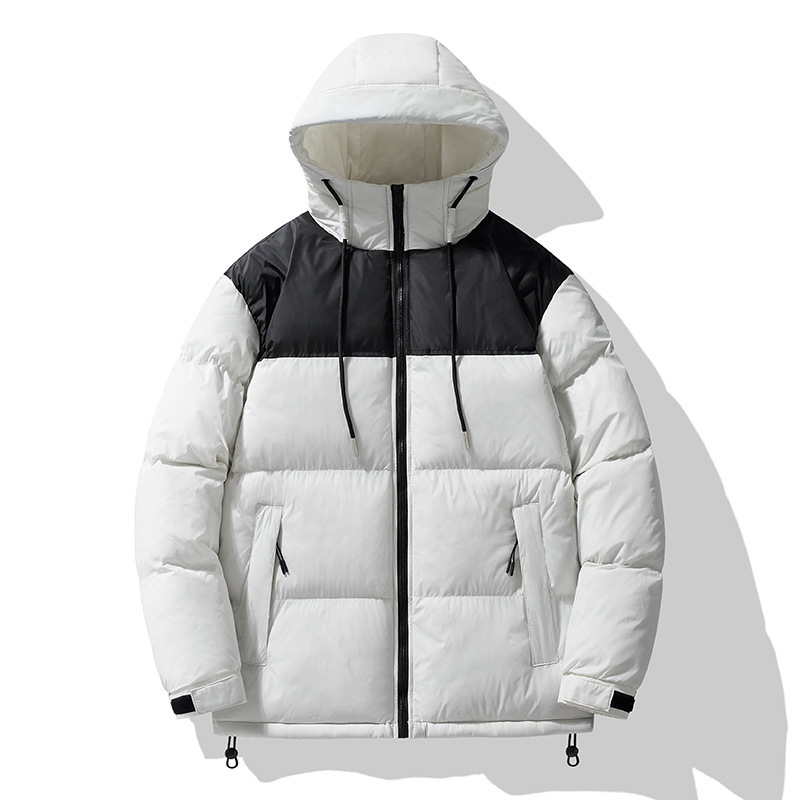Men's Thick Cotton Jacket Similar to North Face, Trendy Korean-Style Embroidered Cotton Coat, Men's Hooded Thick Warm Jacket