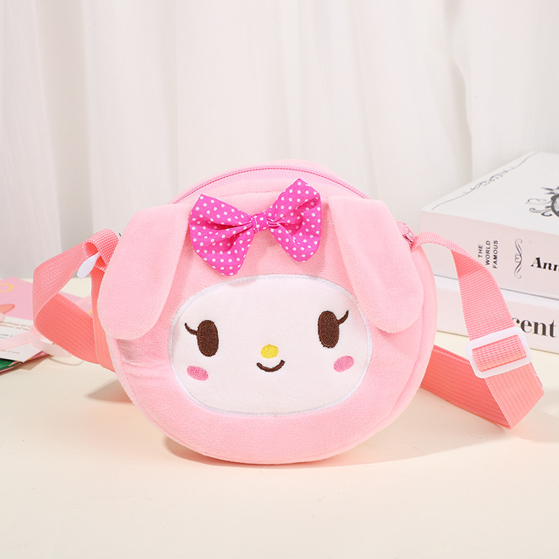 Corazón de niña caricatura bolso de hombro de peluche coreano portátil versátil bolso de cambio de auriculares de estudiantes