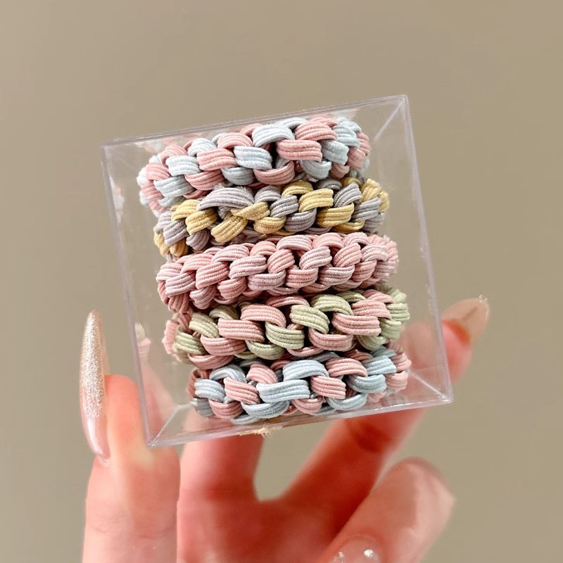 Banda de goma de alta elasticidad y duradera para mujer, lazo para el cabello tejido de cola de caballo alta, nuevo estuche de cuero, cuerda para la cabeza de mujer, tocado de cuerda para el cabello grueso de red