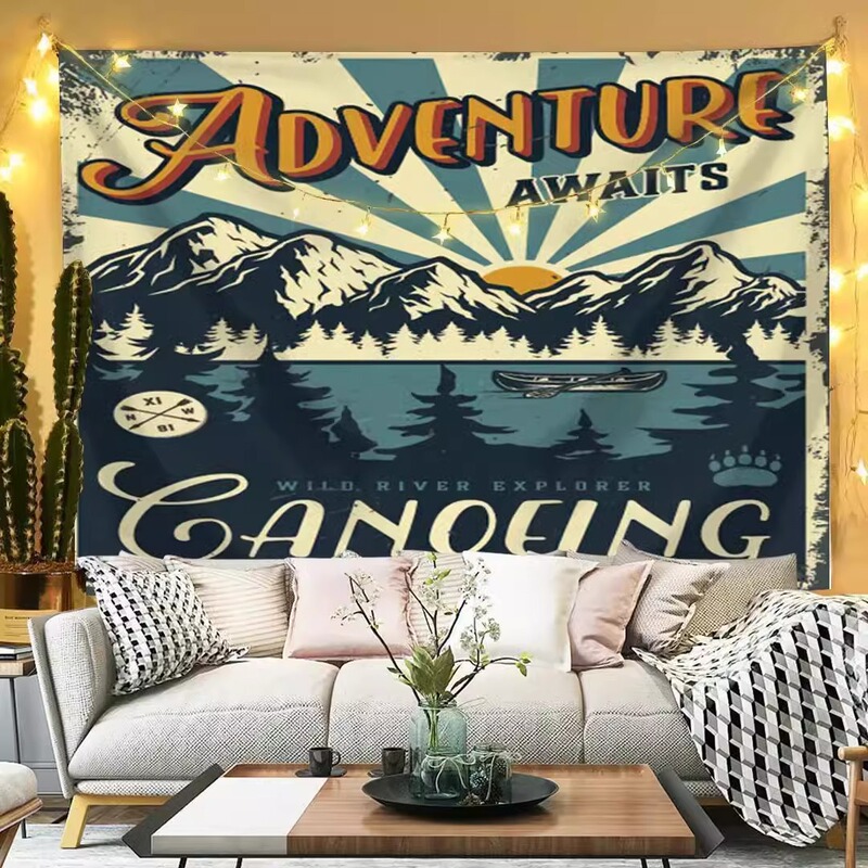 Retro American Hanging Cloth Camping Wall Bedroom Studio Tapestries Bedside Decoration Rental Dormitory Background Cloth
