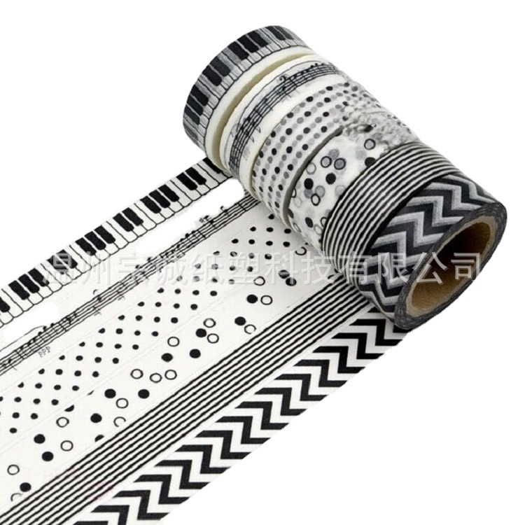 Cinta de papel blanco y negro cinta de papel retro DIY decorativo estudiante diario pegatinas adhesivo creativo