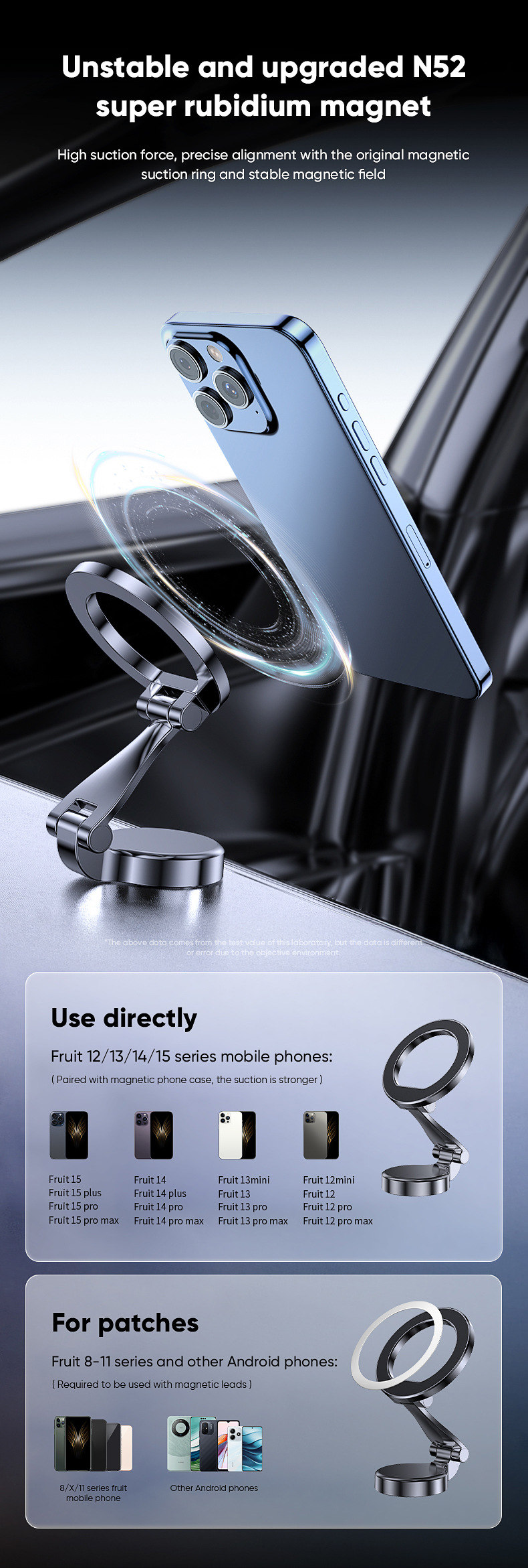 Magsafe Car Mobile Phone Holder Magnetic Mobile Phone New Car Supplies Foldableing 360 Navigation Mobile Phone Holder