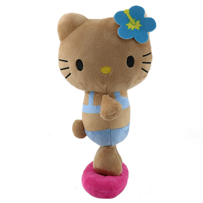 国境を越えた新しい子猫ぬいぐるみ黒革ハワイアンサマーペンダントガールハートキーホルダーペンダント|undefined