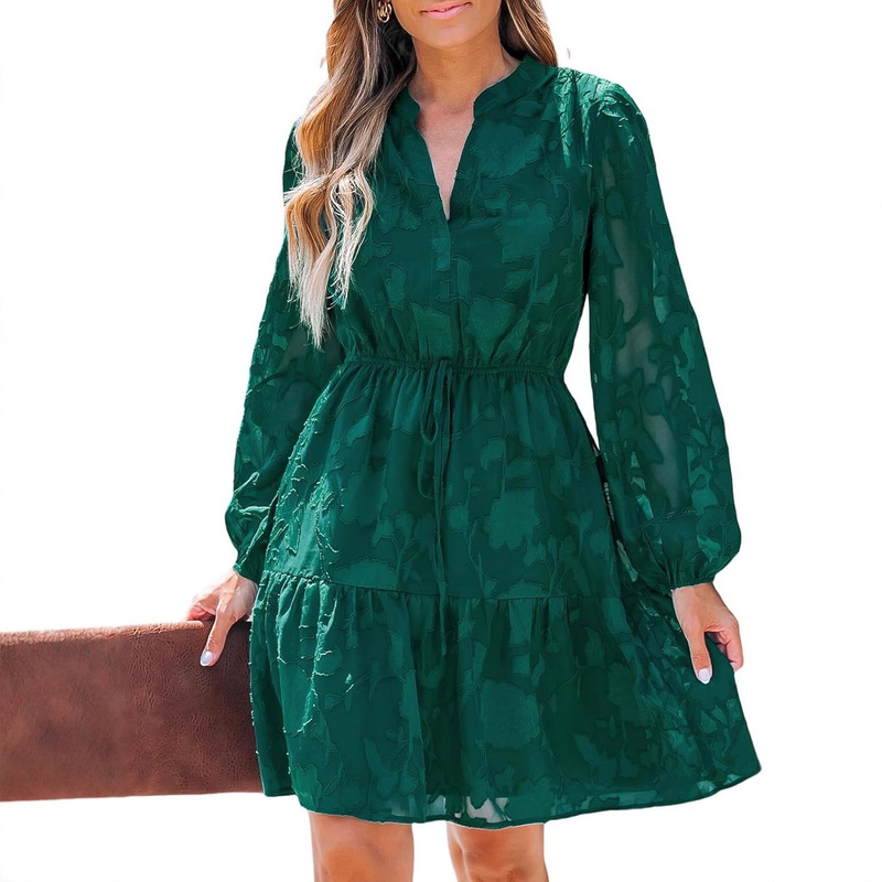 2025 European and American Cross-Border Amazon Xiyin Women's Pleated Lace Mini Autum Dress Semi-Formal Wedding