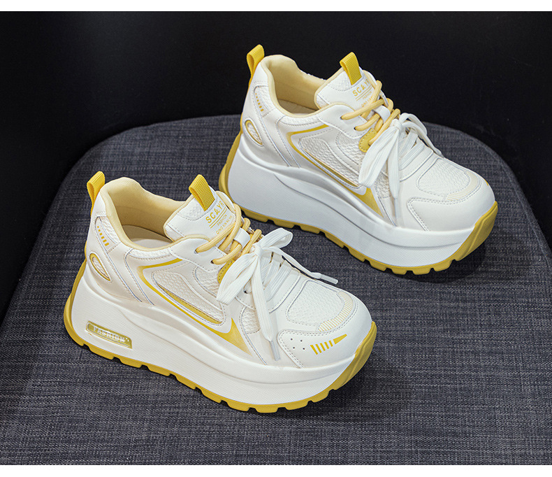 Giày sneaker nữ đế dày tăng chiều cao phong cách cổ điển — Xám 5032, Vàng 5032 chi tiết 22