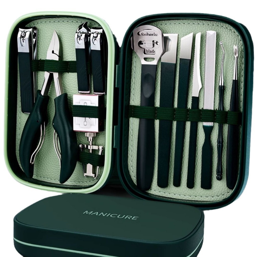 13 piezas de cuchillo de pedicura doméstico de acero inoxidable tijeras de piel muerta herramientas en stock de pinzas de uñas conjunto pinzas de garganta