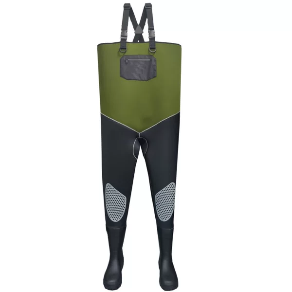 Factory Oem Customized 4mm Neoprene Green and Black Knee Pads Printed Reinforced Rubber Shoes Wading Fishing Pants
