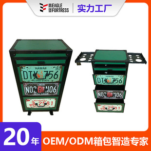 Customized Retro Fireproof Board Hairdressing Tool Cabinet Hairdressing Supplies Storage Box Hairdressing Toolbox Large Capacity 3-Layer