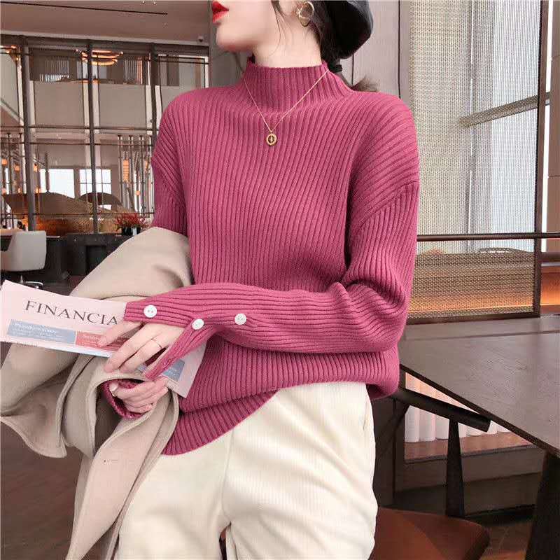 loose half high neck sweater nihaostyles clothing wholesale NSFYF86032