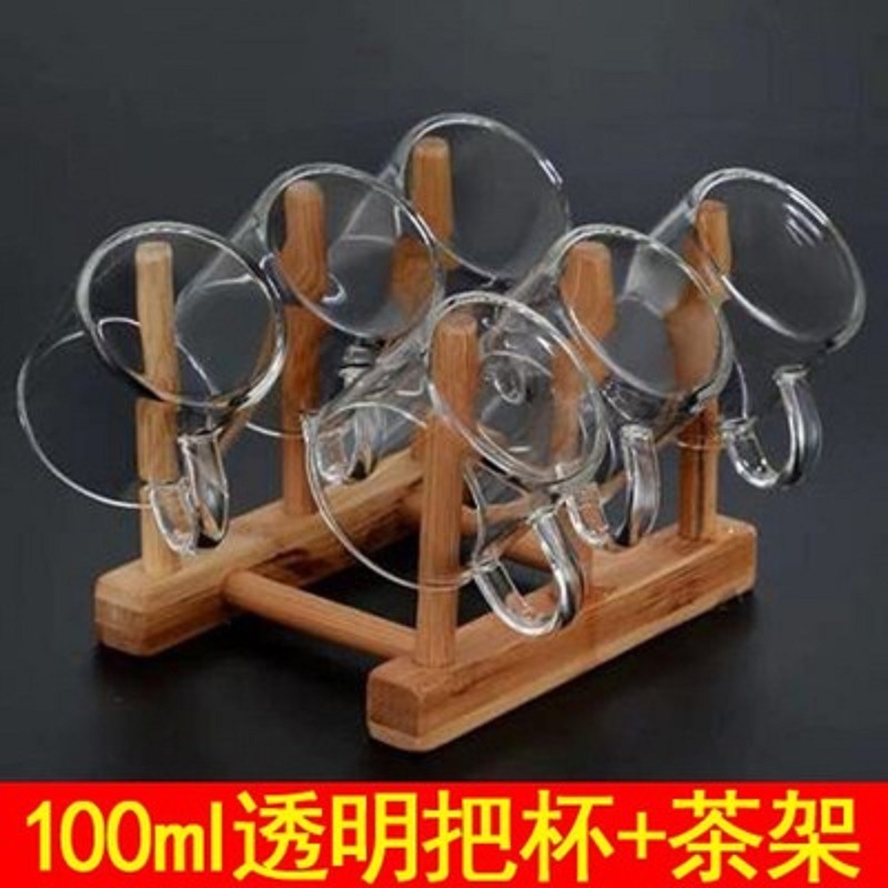 Venta al por mayor de vidrio borosilicato pequeña taza de té mango de color taza de vidrio con mango taza de té de Kung Fu transparente