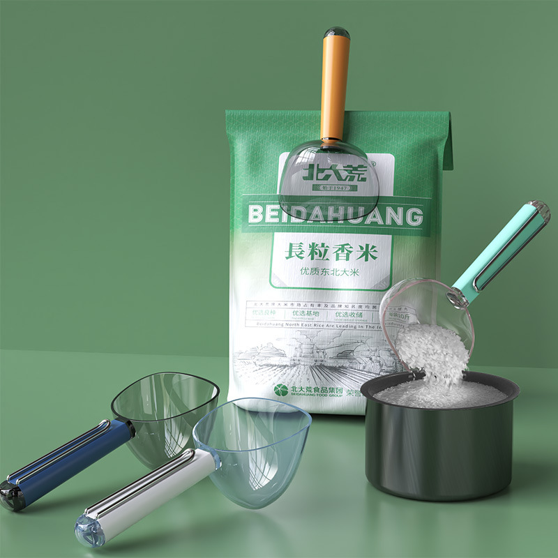 Cuchara de medición de arroz de cocina cuchara multifuncional cuchara de comida para gatos cuchara de plástico mango largo con abrazadera cuchara de medición cuchara de sellado abrazadera cuchara de granos