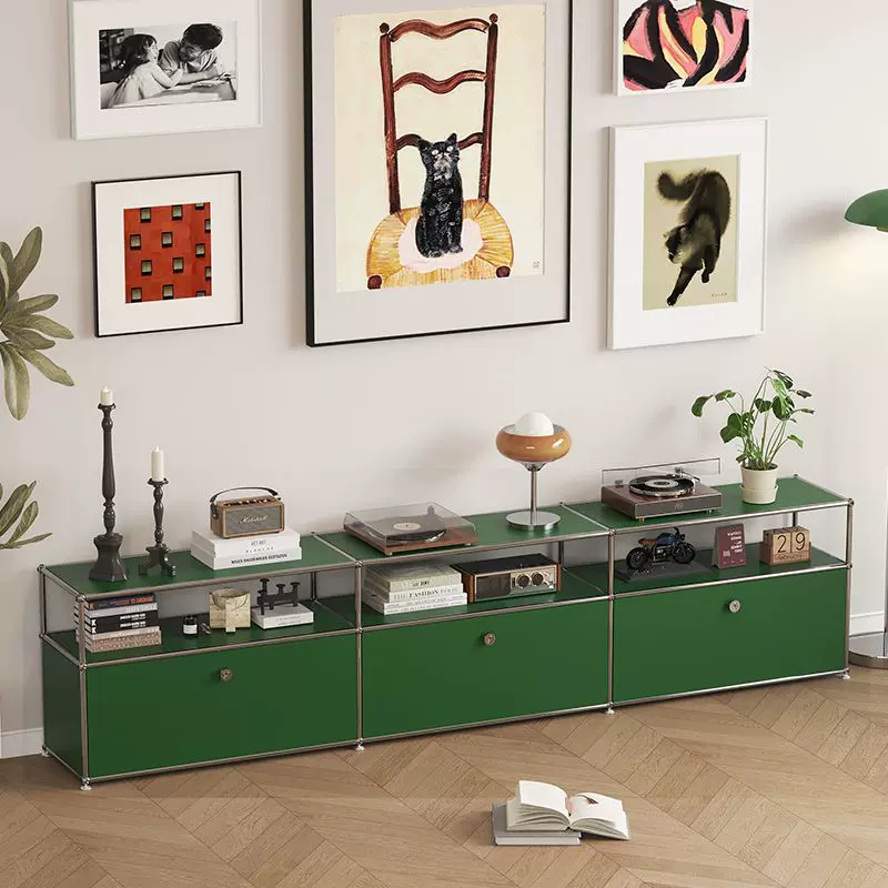 现代简约ins不锈钢储物置物斗柜电视柜中古usm模块餐边柜靠墙一体