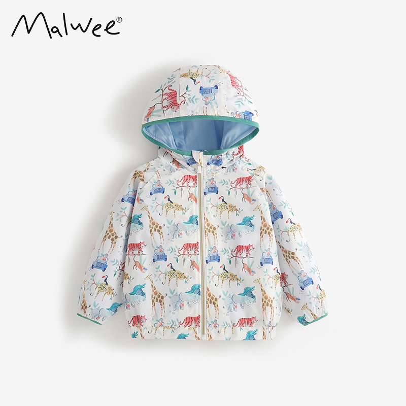 Malwee transfronterizo chaqueta de viento para niños otoño y invierno nuevo chico guapo camiseta con cremallera encapuchada chaqueta de invierno para niños