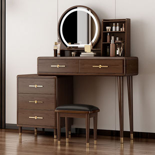 New Chinese Style Solid Wood Color Dressing Table Storage Cabinet Integrated Bedroom New Modern Simple Retractable Dressing Table Desk