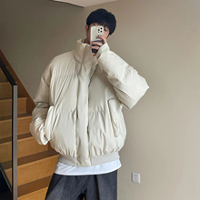 2025冬季新款网红潮牌加厚棉服cleanfit短款情侣皮外套男PU皮棉衣