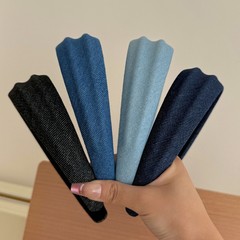 高级感牛仔蓝宽边发箍女2025新款高颅顶头箍洗脸压发日常发卡头饰