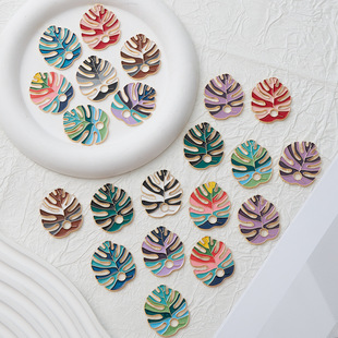 European and American Fashion Leaf Alloy Colorful Oil Drop DIY Handmade Earrings Women's Earrings Necklace Pendant Pendant Accessories