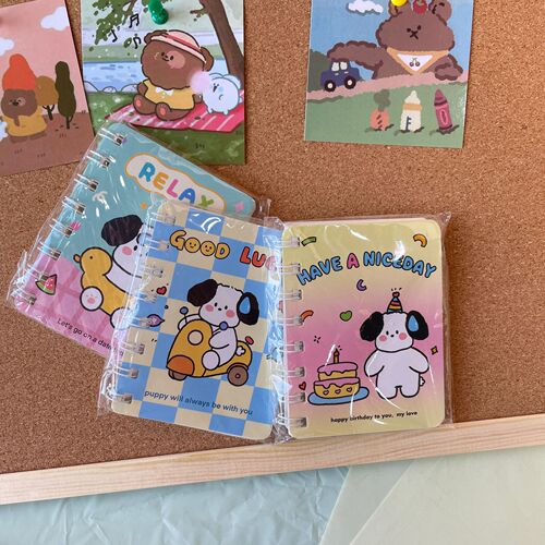 Homemade Cartoon Puppy Coil Notebook Student Prize Portable Pocket Notebook BH036