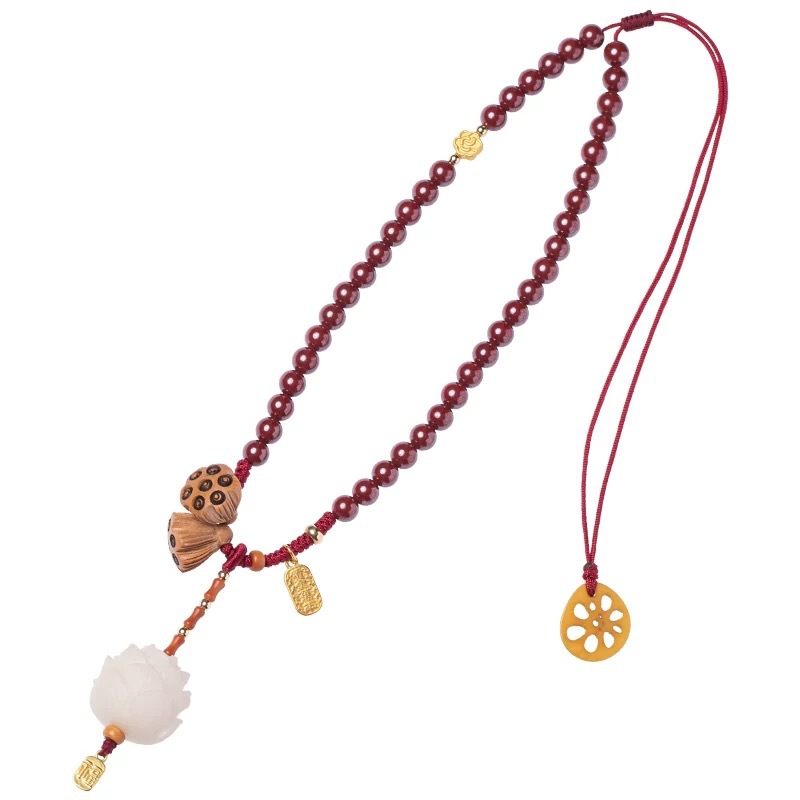 Purple Gold Sand Full Bead Chain Bodhi Lotus Car Pendant for Men and Women, Car Interior Hanging Ornament, Rearview Mirror Pendant Decoration