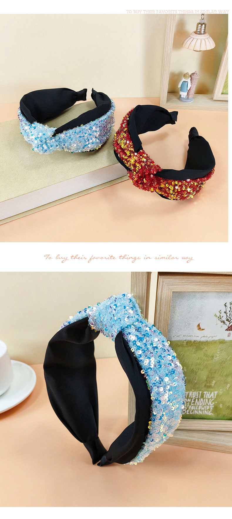 Korean Super Glitter Knotted Headband Color Matching Wide-brim Hairpin Wholesale display picture 5
