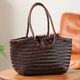 Dragon Same-style Cowhide Woven Bag Women's Portable Shoulder Vegetable Basket Tote Bag Handmade Genuine Leather Vacation Fashionable Spring and Summer
