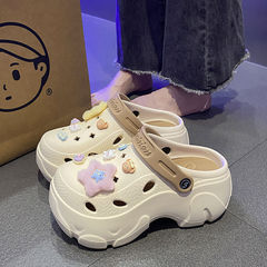 2024新款防滑防臭沙灘eva包頭拖鞋女厚底增高洞洞鞋女款夏季外穿