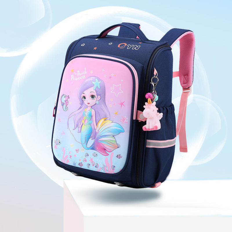 Natural Fish nueva escuela primaria estudiante mochila 2-5 grado chica moda dibujos animados descompresión protección de la columna vertebral entrega transfronteriza