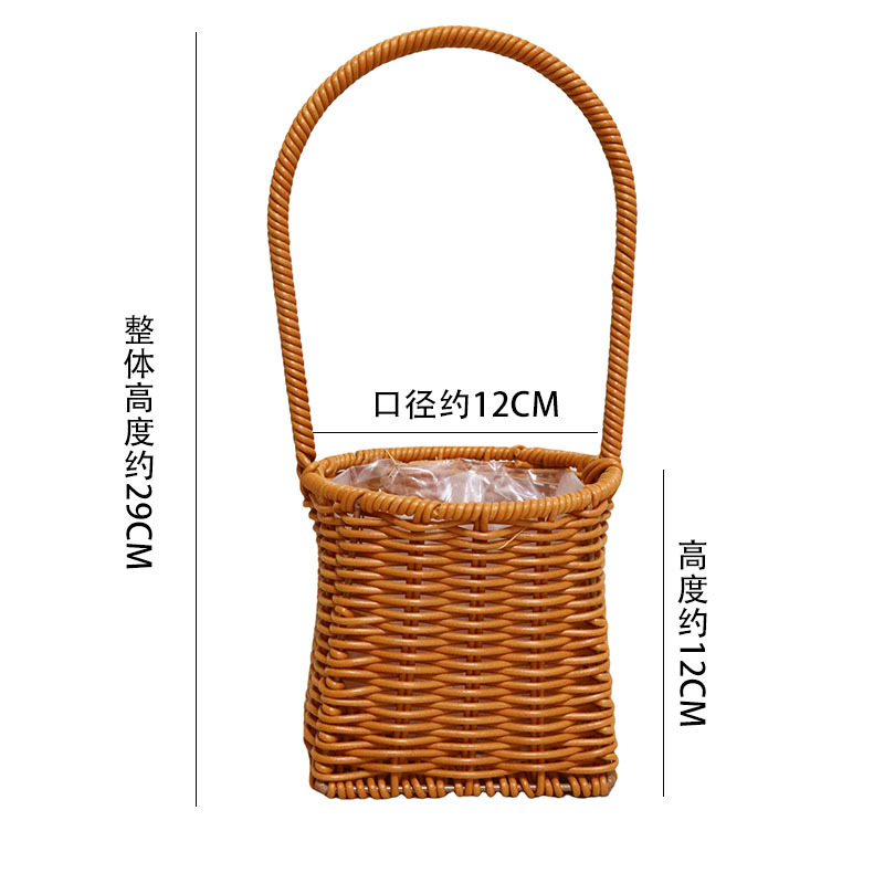 Cestas de mano tejidas a mano de plástico de caña decorativa flor seca canasta de flores portátiles canasta de regalos al por mayor