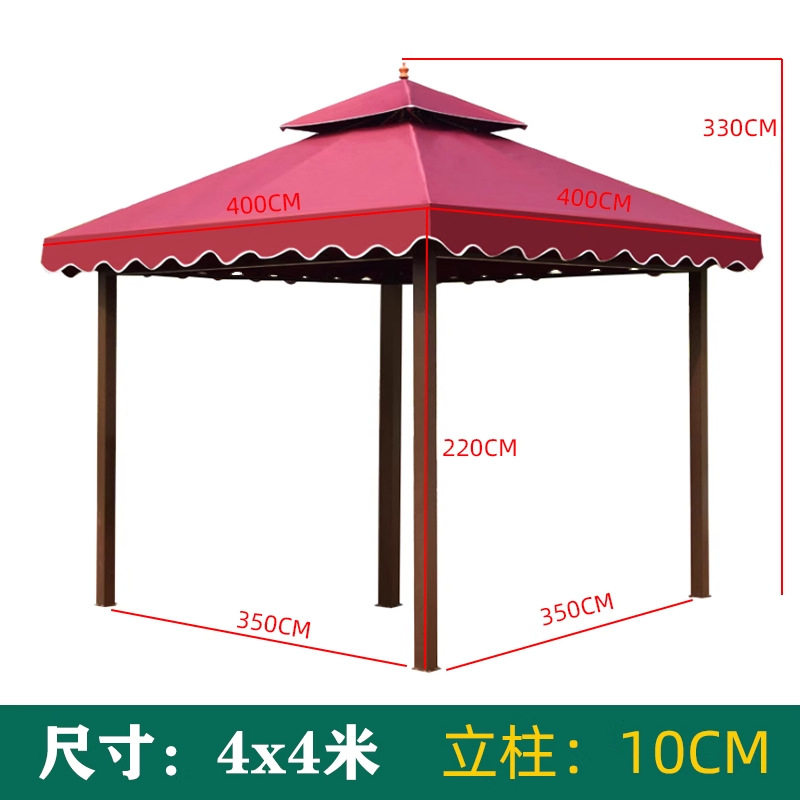 Pabellón al aire libre, techo galvanizado, pabellón de cuatro pilares, patio, jardín, techo, toldo de ocio, gran dosel de lluvia