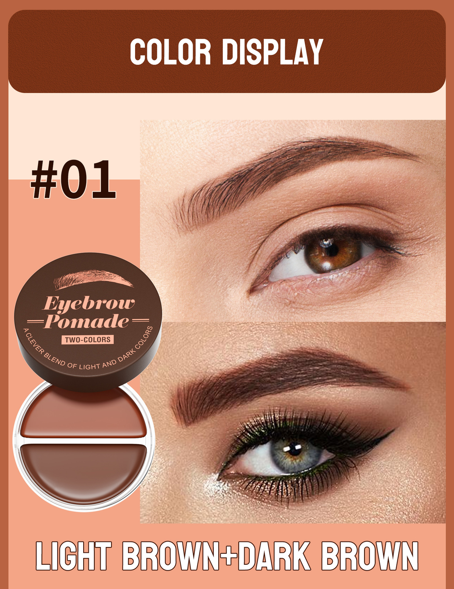 Hellokiss Two-Color Eyebrow Cream 2-in-1 Natural Long-lasting and color-enhancing Eyebrow Shaping Cream Wild Eyebrow Brow Pomade undefined