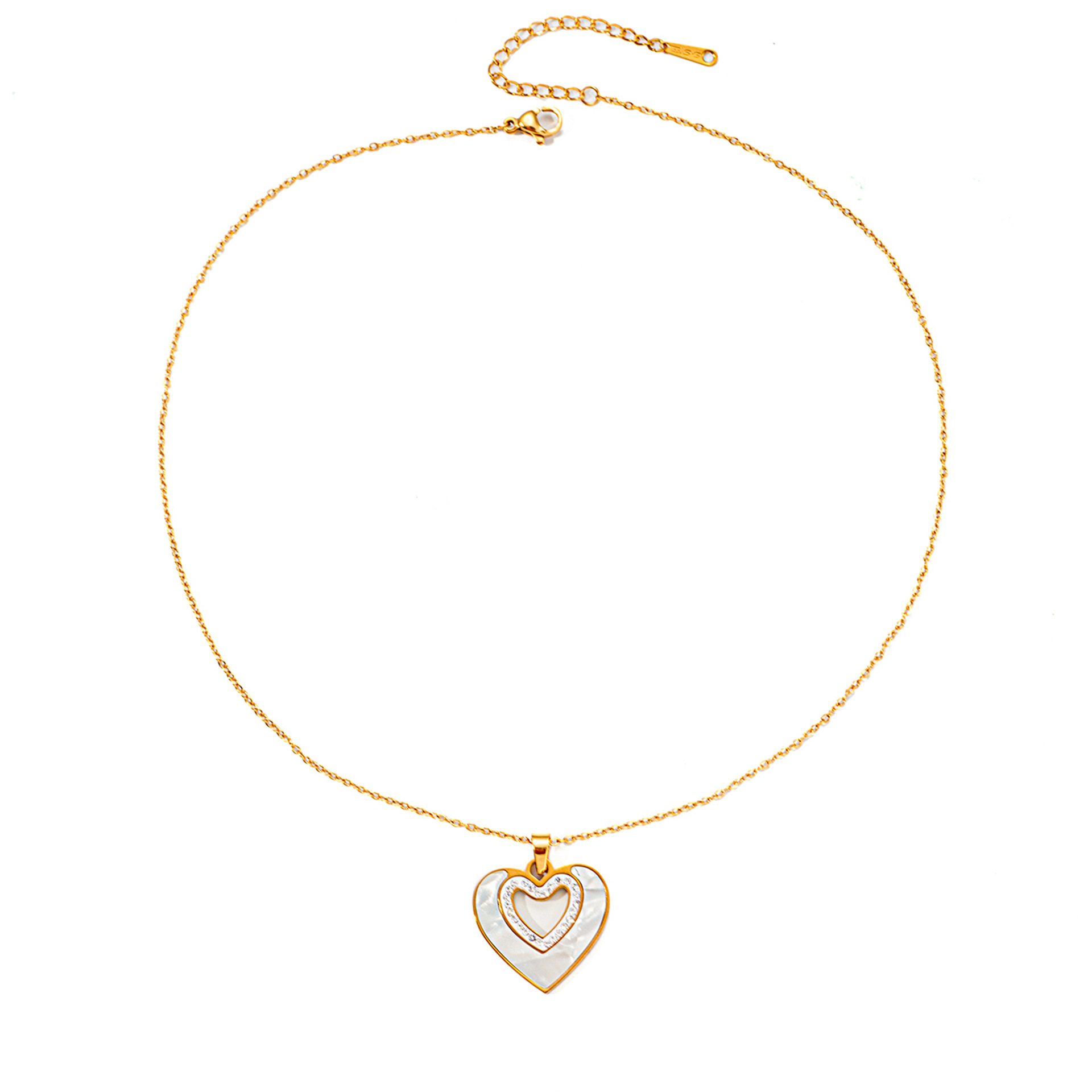 8g Weight 0.03µm Gold Plating Thickness Electroplated Gold Plating Process Golden Plated Plating Material Zircon Inlay Material Jewelry Set Classification cable chain Chain Type 1 Set Quantity Casual Occasion 201 Stainless Steel Material Heart Shape Pattern Women's Gender Basic Style Plating Craft Wholesale Jewelry Basic Heart Shape Titanium Steel Zircon Plating Jewelry Set 23