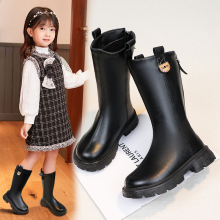 女童长靴2024秋冬新款软底真皮女孩长筒靴公主靴子时尚儿童高筒靴