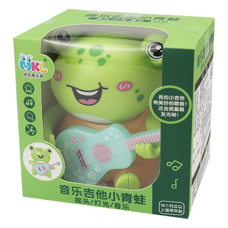 Juguete DE LOS NIÑOS luz eléctrica guitarra música gato Rana Oso niño niña animal sacudiendo la cabeza del bebé