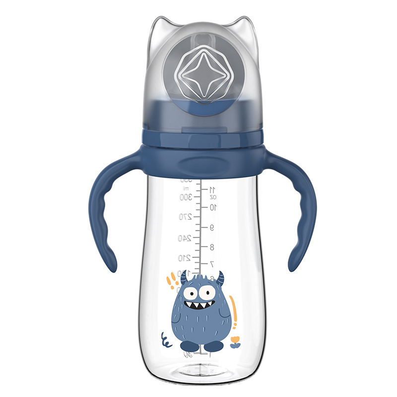 Biberón de Boca Ancha para Bebés, 210 ml, 240 ml, 300 ml, Serie Monster con Asa, Biberón de PP sin Pajita, Venta al por Mayor