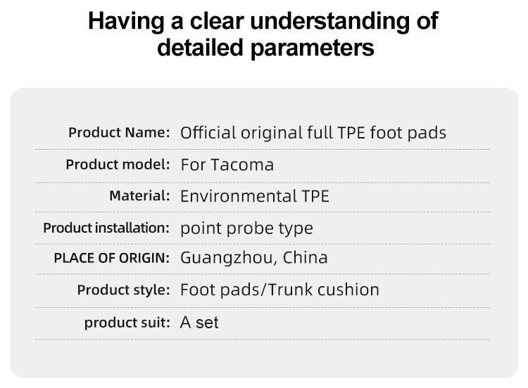 Suitable for 04-24 Toyota Tacoma Tacoma Car Floor Mats, Special Tpe Floor Mats, Rear Bucket Mats