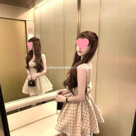 2025年心动波尔卡夏季波点撞色无袖小礼服背心裙短裙女度图片色
