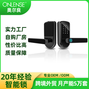 Smart Fingerprint Lock Cross-Border Overseas Single-Tongue Password Lock Ttlock One-Touch Wooden Door Lock Electronic Lock with Key