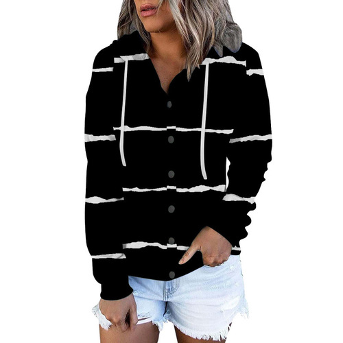 Women's European and American Simple Casual Long Sleeve Hooded Coat