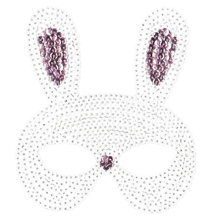Máscara de Pascua, disfraz de Mardi Gras, fiesta de graduación, máscara de conejo con lentejuelas, accesorios de cosplay con orejas de conejo, hechos a mano