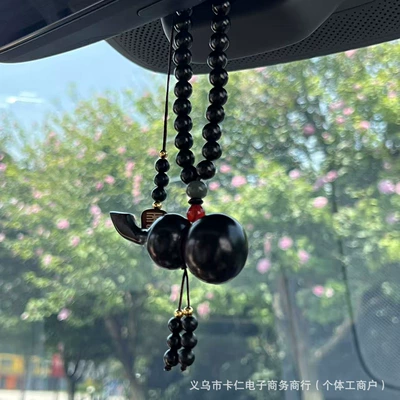 decoration, high-end scenic area blessing — Car hanging - wooden-bead-string-ebony-gourd