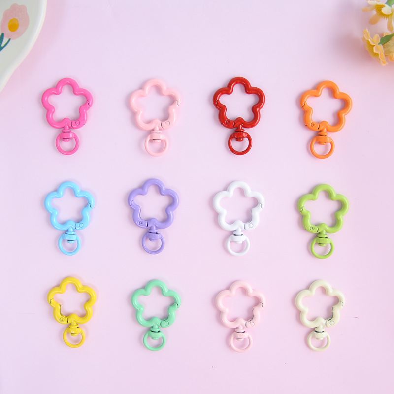 Colorful Painted Plum Blossom Spring Buckle Keychain Pendant Creative Flower DIY Handmade Jewelry Accessories Material Wholesale Colorful Painted Plum Blossom Spring Buckle Keychain Pendant Creative Flower DIY Handmade Jewelry Accessories Material Wholesale