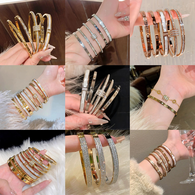 Non-Fading Titanium Steel Series Bracelets for Women, Fashionable Clasp Design, Popular Internet Celebrity Jewelry, Diamond-Encrusted Exquisite Cross-Border Jewelry Wholesale Non-Fading Titanium Steel Series Bracelets for Women, Fashionable Clasp Design, Popular Internet Celebrity Jewelry, Diamond-Encrusted Exquisite Cross-Border Jewelry Wholesale