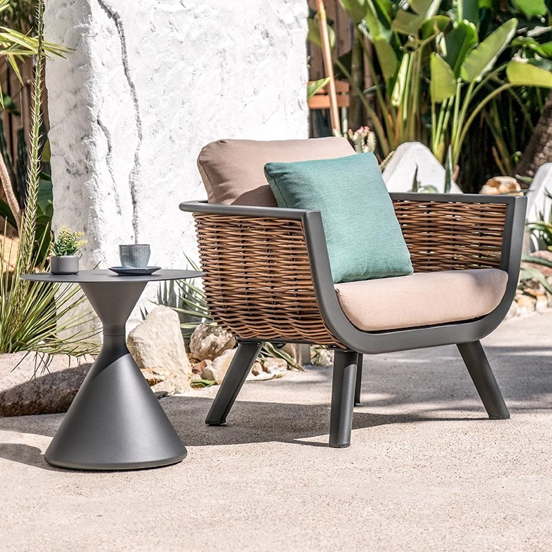 Sofá impermeable solar silla de caña Jardín al aire libre aleación de aluminio hogar combinación de caña estilo europeo ocio al aire libre