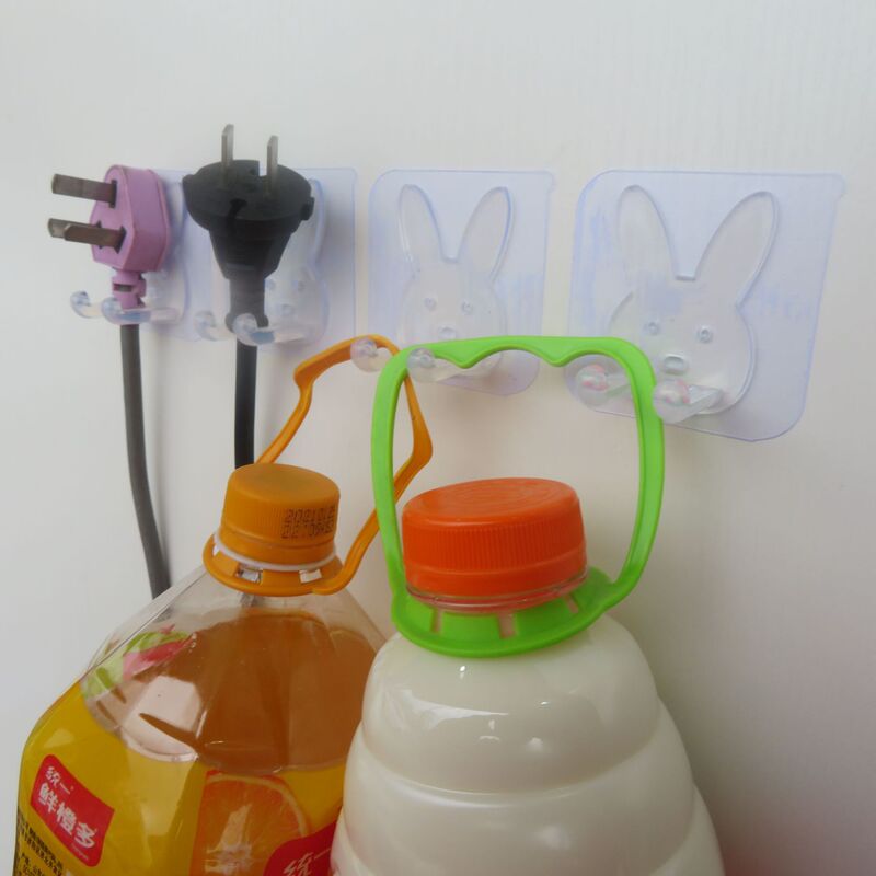 Rabbit plug hook multi-function socket sticky hook kitchen fixed seamless adhesive finishing door punch-free double hook