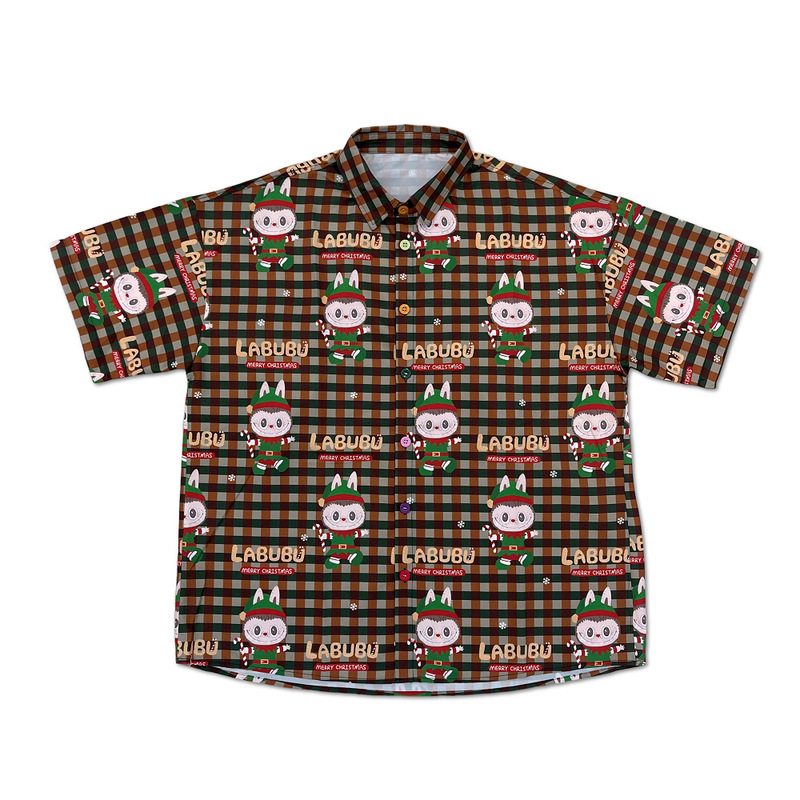 Foreign Trade Casual Cute Girl Cartoon Shirt Loose and Fun Printed Christmas Peripheral Labubu Short-Sleeved Top Summer